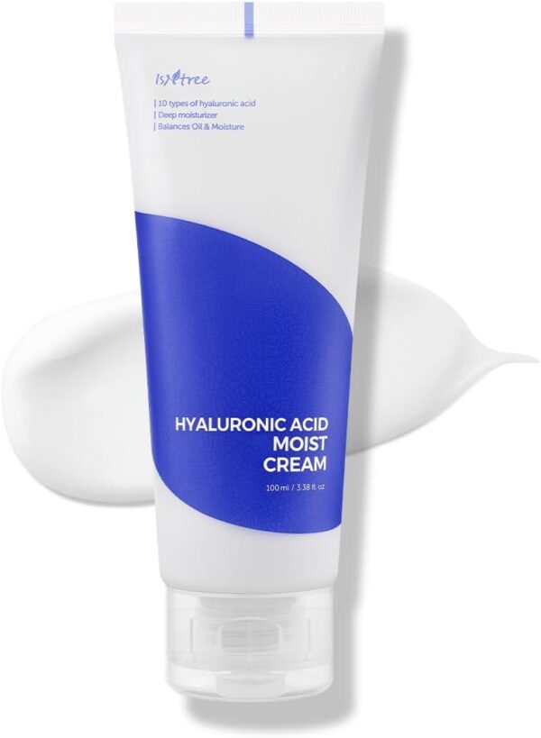 ISNTREE Hyaluronic Acid Moist Cream 100ml, 3.38 fl.oz | Korean Skincare | Balances Oil & Moisture | Deep Hydration