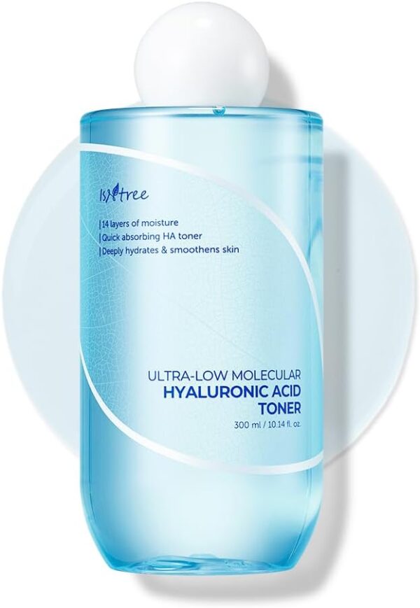 ISNTREE Ultra-Low Molecular Hyaluronic Acid Toner 300ml, 10.14 fl.oz | Korean Skincare | Quick Absorbing | Deep Hydration & Skin Smoothing | Vegan Skincare