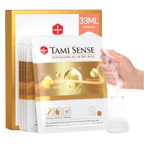 33ml Essence Best Moisturizing Face Mask For Korean Skincare - Sheet Masks with 33ml Serum Vitamin B Complex Rice Extract Collagen & Face Moisturizer for women men (5 Masks)