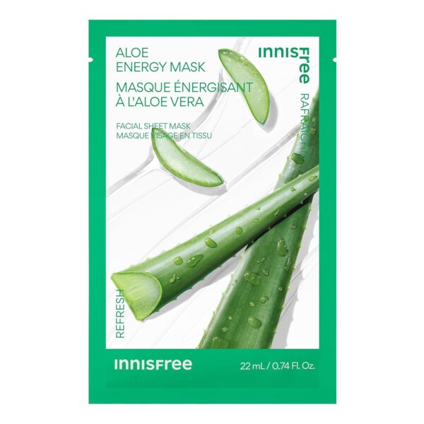 innisfree Energy Mask, Hydrating and Soothing Serum Korean Sheet Mask, Face Mask for Bright, Glowing Skin