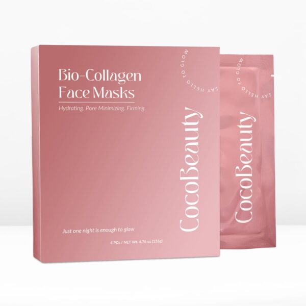 Bio Collagen Face Mask – Hydrating & Anti-Aging Korean Collagen Sheet Masks, Deep Hydration, Smooths Fine Lines, Overnight Face Mask for Radiant Skin (4 pcs)