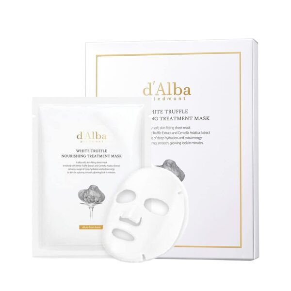 d'alba Piedmont Italian White Truffle Nourishing Mask 5pcs, Vegan Skincare, Nourishing Sheet Mask for Dry and Tired Skin, Deep Hydration Mask, Korean Skin Care