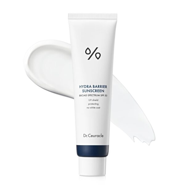 Dr.Ceuracle Hydra Barrier Facial Sunscreen Broad Spectrum SPF 50 - Korean Mineral Sunscreen with Zinc Oxide and Hyaluronic Acid, Dewy Glow, No White Cast (50ml / 1.69 fl. oz.)