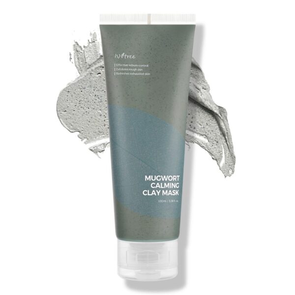IsNtree Mugwort Calming Clay Mask 100ml, 3.38 fl.oz | Sebum Control | Pore Tightening | Exfoliates Rough Skin | Blackhead Care | Wash-Off Mask | Korean Skincare
