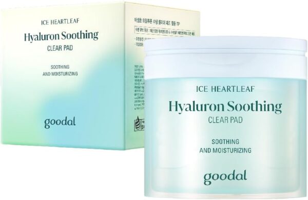 GOODAL Heartleaf Houttuynia Cordata Hyaluron Soothing Clear Pad 70 Sheets, Calming Redness Relief Daily Facial Toner Pad for Sensitive Skin, Korean Skin Care, Instant Cooling, Mother's Day Gifts
