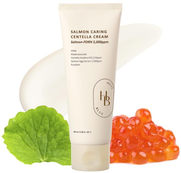 Salmon Caring Centella Cream - Salmon PDRN, Salmon Egg Extract, Centella, Madecassoside, Improve Skin Moisture Loss, Restore and Rejuvenate, Low Irritation, Korean Skincare, K-Beauty