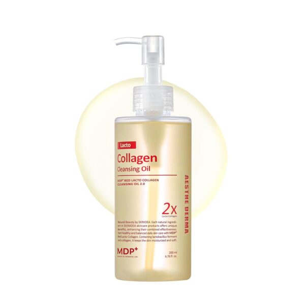 MDP+ RED LACTO COLLAGEN CLEANSING OIL 2.0, Pore Control, Deep Cleansing|6.76oz/200ml,Daily Makeup Remover, Blackhead Melting, Pore Cleanser, Korean Facial Cleanser