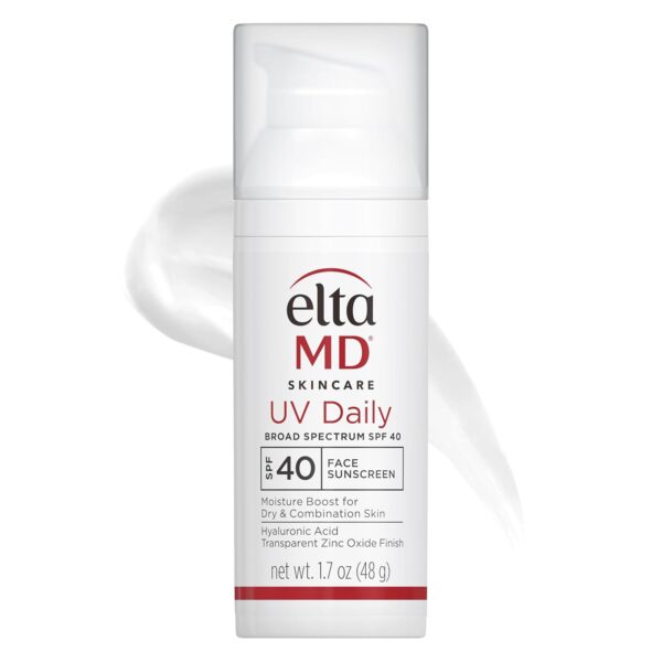 EltaMD UV Daily SPF 40 Face Sunscreen Moisturizer with Zinc Oxide, Daily Face Moisturizer with SPF, Sunscreen, 1.7 oz Pump