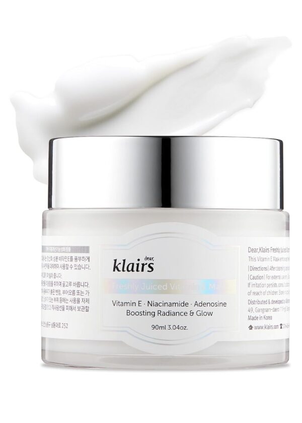 DearKlairs] Freshly Juiced Vitamin E Mask Daily Moisturizer, Sleeping Mask, Boost the Effect Vitamin C, Niacinamide, Adenosine, cream, clear skin, antioxidant serum (3.04 Ounce (Pack of 1))