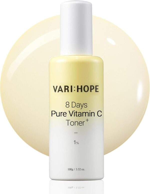 8 Days Pure Vitamin C Toner (3.5oz) - Hydrating, Mildly Acidic, Soothing Toner. Korean Skin Care. Stabilized Vitamin C, Kakadu Plum, Beta-Glucan.