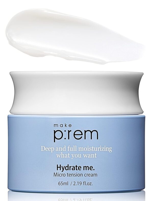 MAKEPREM Hydrate Me Micro Tension Cream Moisturizing Water Cream Hydrate Smooth No-Sticky - Dry Extra-Dry Sensitive Oily Aging Acne-prone Skin Hyaluronic Acid Raspberry 2.19 Fl Oz Korean Skincare.