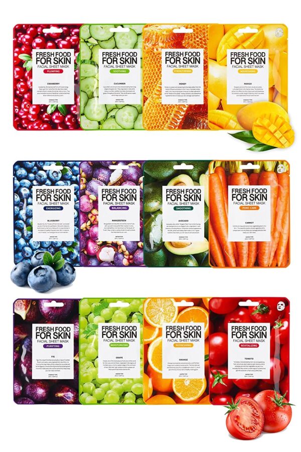 FARMSKIN Organic Face Mask, 12 pcs - Hydrating, Moisturizing, Brightening, Soothing, Cruelty-Free